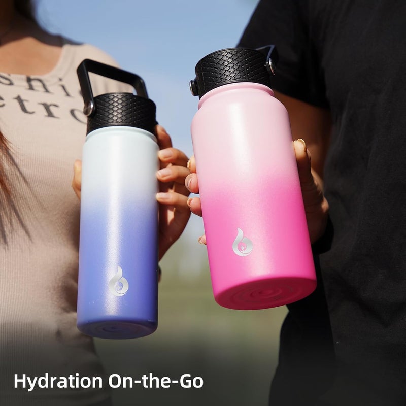 Insulated Water Bottles with Straw Lid, 27oz Stainless Steel Water Bottle with 3 Lids, Leak Proof BPA Free Metal Thermo, Mugs, Tumblers, Keep Cold Hot -Ocean Dream - Image 2
