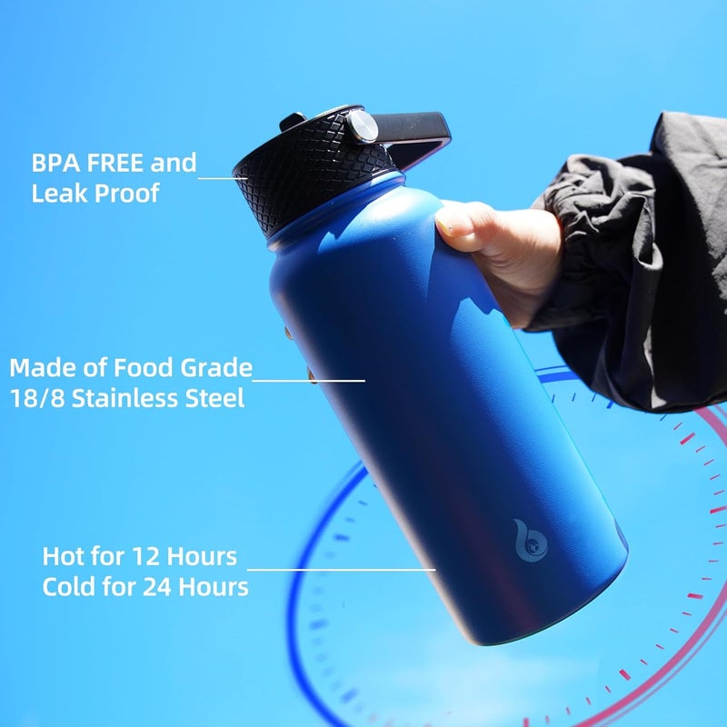Insulated Water Bottles with Straw Lid, 27oz Stainless Steel Water Bottle with 3 Lids, Leak Proof BPA Free Metal Thermo, Mugs, Tumblers, Keep Cold Hot -Ocean Dream - Image 5