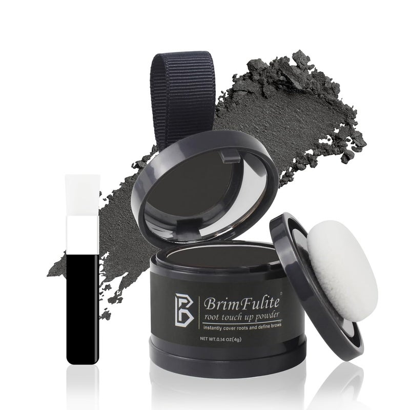 Hair Root Touch Up Powder, Quick Cover Gray Hairline Powder, Windproof & Sweatproof Root Cover Up for Women Men with Compact Puff and Mirror 0.14 Oz. (Black, 0.14 Oz.)
