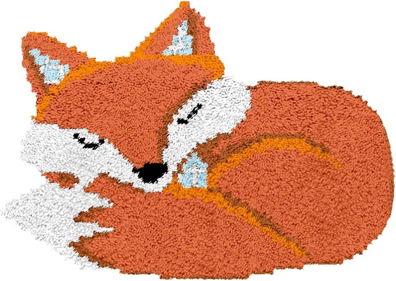 klarako Latch Hook Rug Kits Stitch Animal Pattern Sewing Craft Tool for Home Decoration, Fox - Image 1