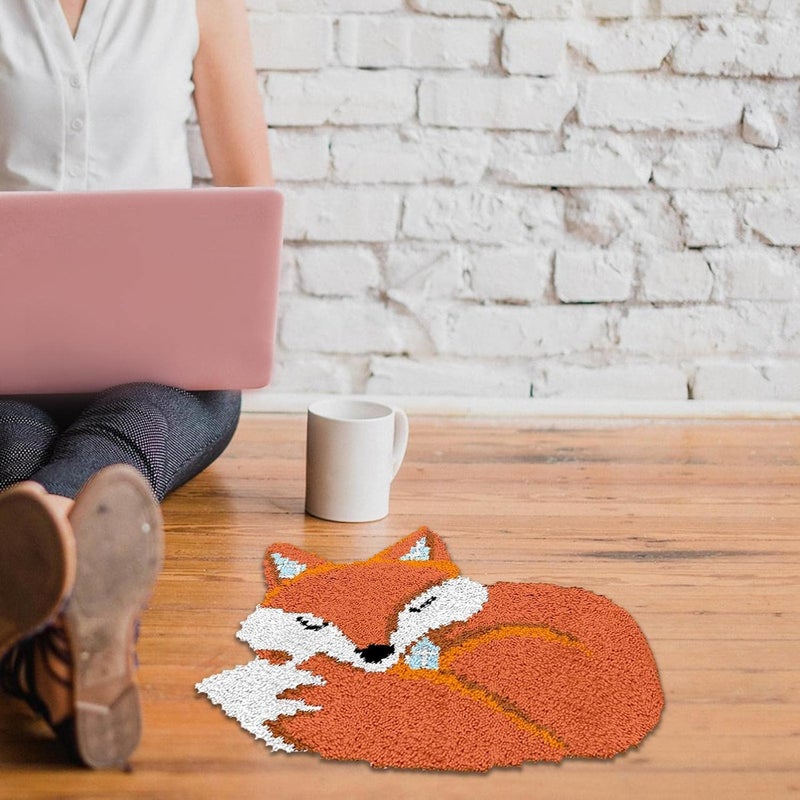 klarako Latch Hook Rug Kits Stitch Animal Pattern Sewing Craft Tool for Home Decoration, Fox - Image 5