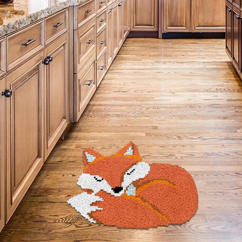 klarako Latch Hook Rug Kits Stitch Animal Pattern Sewing Craft Tool for Home Decoration, Fox - Image 2