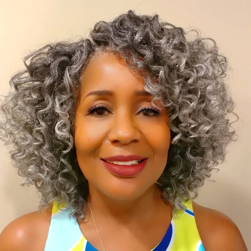 7 Packs GoGo Curl Crochet Hair 10 Inch Grey Short Curly Crochet Hair for Women Beach Curl Water Wave Deep Twist Crochet Braids Synthetic Braiding Hair Extensions 10 Inch TGRAY