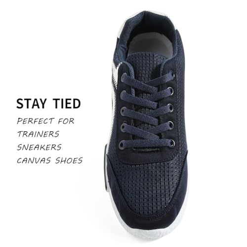 VSUDO 45" Flat Navy Blue Shoe Laces for Sneakers, Shoelaces for Sneakers, Replacements Shoe Strings for Women or Men (1 Pair-Navy Blue-114CM) - Image 3