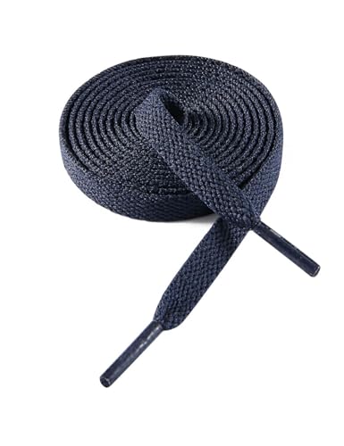 VSUDO 45" Flat Navy Blue Shoe Laces for Sneakers, Shoelaces for Sneakers, Replacements Shoe Strings for Women or Men (1 Pair-Navy Blue-114CM) - Image 1