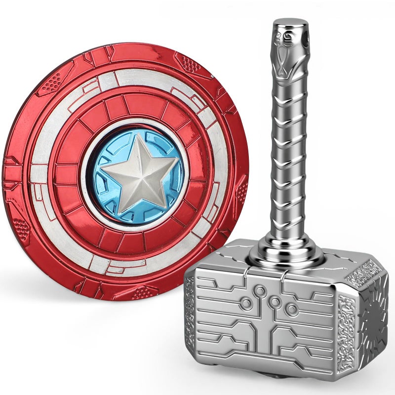 Amarlozn Cool Hammer Fidget Spinner Toy for Kids Adults, 2 in 1 Hammer Metal for Kids Adults, Keychain Infinity Cube for Office Stress Relief, Goody Bag Filler, 2 Pack Birthday (with Case) - Image 1