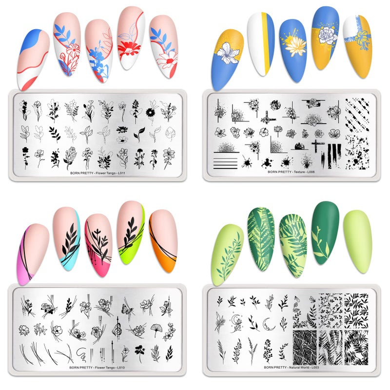 BORN PRETTY Stamping Temeplates Nail Art Stamping Plates Flower Leaves Theme Nail Image Plates Nail Manicuring DIY Printing Tools 4PCS - Image 2