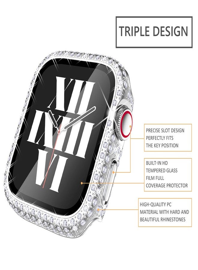 Fullife 3-Pack Compatible with Bling Apple Watch Series 3 38mm Cases Crystal Diamond Protective Bumper Covers with Screen Protector for iWatch Series 3 2 1 Men Women, (38mm, Silver/Rainbow/Clear) - Image 4