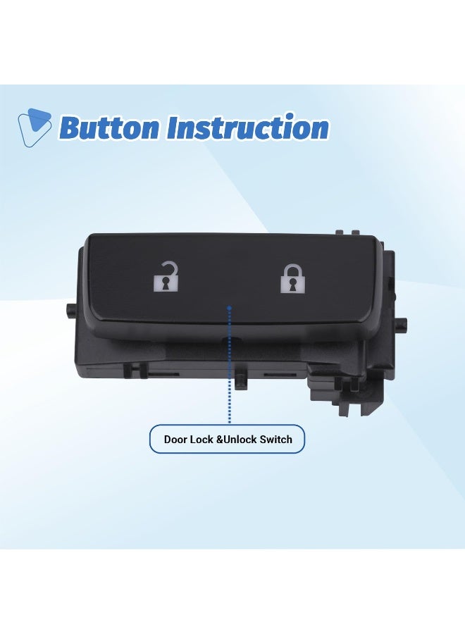 Power Door Lock Switch Control Button Front Left Driver Side Compatible with Chevy Chevrolet Silverado/GMC Sierra 1500 2500HD 3500HD 2007 2008 2009 2010 2011 2012 2013 2014 Replace OEM 15804093 - Image 2