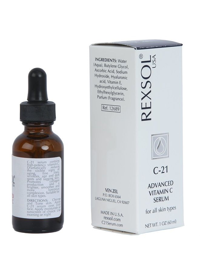 REXSOL 21% ADVANCED VITAMIN C SERUM | ORGANIC VITAMIN C SERUM FOR FACE | NATURAL VITAMIN C SERUM & DARK SPOT CORRECTOR FOR FACE. (30 ml / 1 fl oz) - Image 3