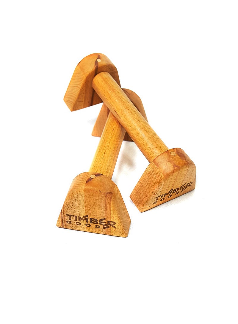 Timbergood Triangular Parallettes 30×10 cm - Durable Beech Wood, Non-Slip, Heavy Load Capacity, Ideal for Fitness, Yoga, and Home Workouts - Image 1