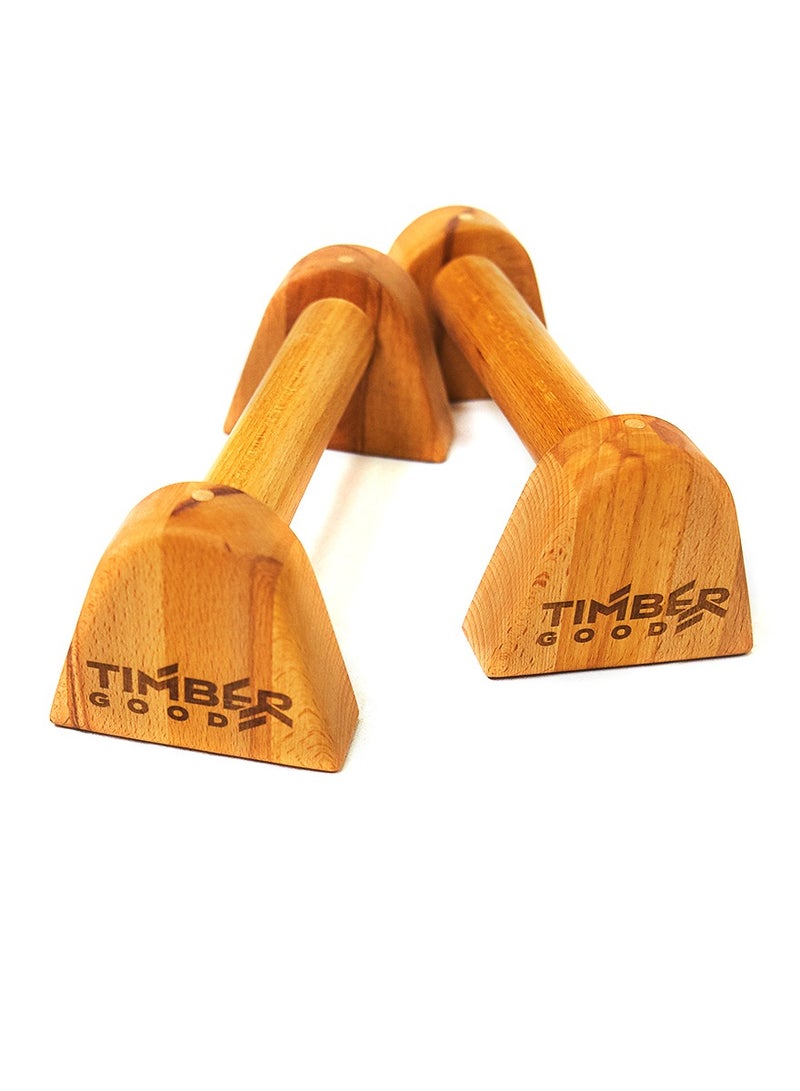 Timbergood Triangular Parallettes 30×10 cm - Durable Beech Wood, Non-Slip, Heavy Load Capacity, Ideal for Fitness, Yoga, and Home Workouts - Image 2