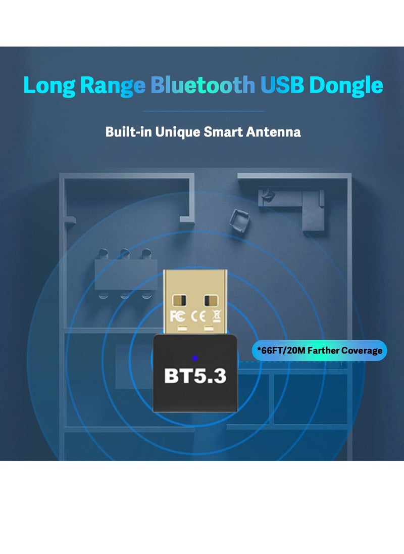 Excefore - Bluetooth 5.3 USB Adapter for PC Desktop,, Wireless Transmitter Dongle for Windows 11/10/8.1/7 Computer Laptop, Plug and Play, No Driver Required, for Headset Speaker Keyboard Mouse Printer - Image 1