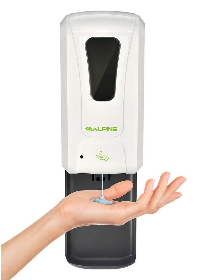 Alpine Industries Automatic Soap Dispenser - Touchless Hand Sanitizer Liquid/Gel Dispenser with Drip Tray - Ideal for Restaurant, Hospital, School, Hotel, Kitchen and Bathroom-1200mL (Liquid), white - Image 1