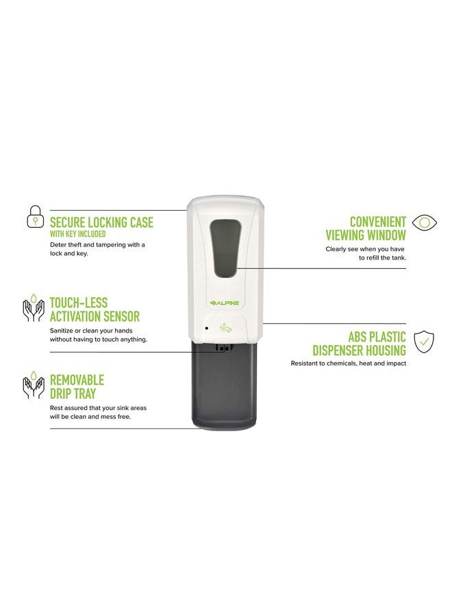 Alpine Industries Automatic Soap Dispenser - Touchless Hand Sanitizer Liquid/Gel Dispenser with Drip Tray - Ideal for Restaurant, Hospital, School, Hotel, Kitchen and Bathroom-1200mL (Liquid), white - Image 2