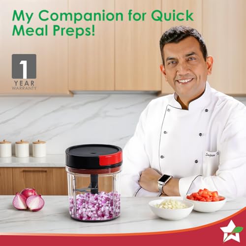Wonderchef Glory String Vegetable Chopper with 6 Sharp SS Blade, Anti Slip Silicon Base Ring, Air Tight Lid, 900Ml, 1 Year Warranty - Image 2
