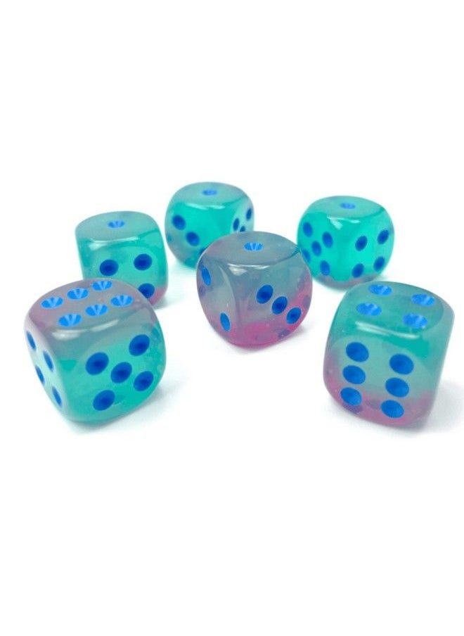 Chessex - Gemini Dice Block ; Set Of 12 Size D6 Dice Designed For Board Games Roleplaying Games And Miniature Games ; Premium Quality 16 Mm Dice ; Luminary Gel Green Pink And Blue Color ; Made By Chessex - Image 1