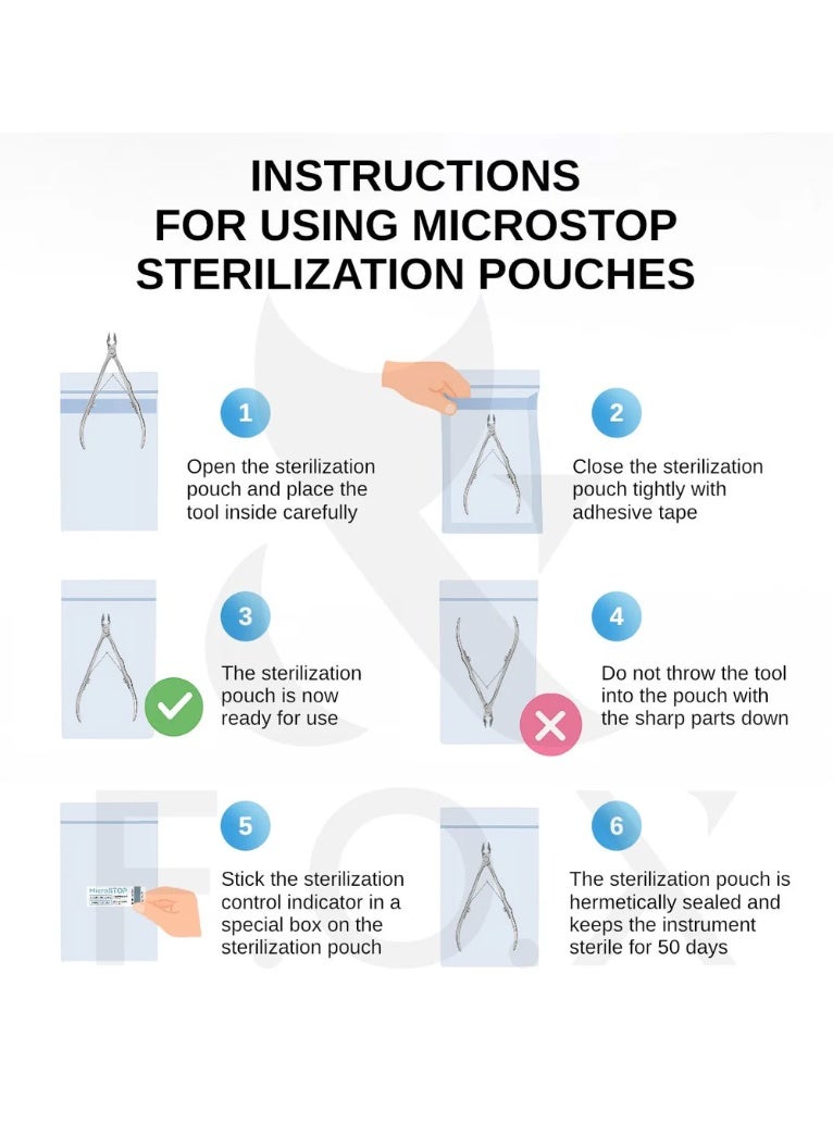 MicroSTOP STERILIZATION POUCHES - MICROSTOP WHITE | with a class IV indicator. 75×150 mm, 100 pcs - Image 4