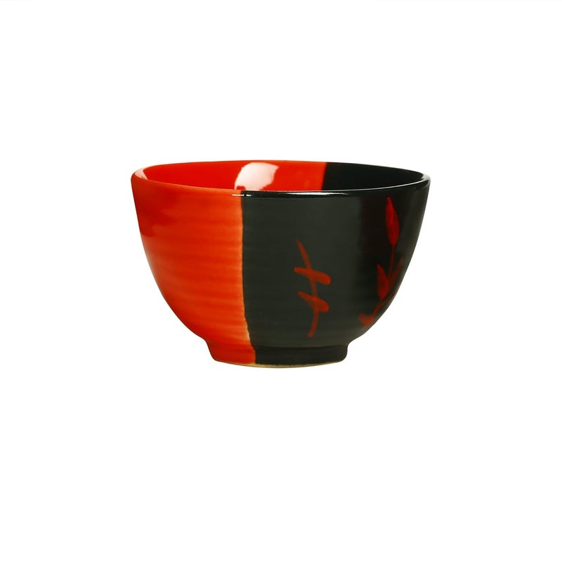 Caffeine Caffeine Ceramic Handmade Black Red Dual shade dessert Bowl Set of 8 - Image 3