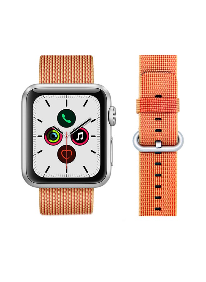 Perfii Round Buckle Nylon Replacement Band For Apple Watch Series 5/4/3/2/1 Gold Red - Image 2