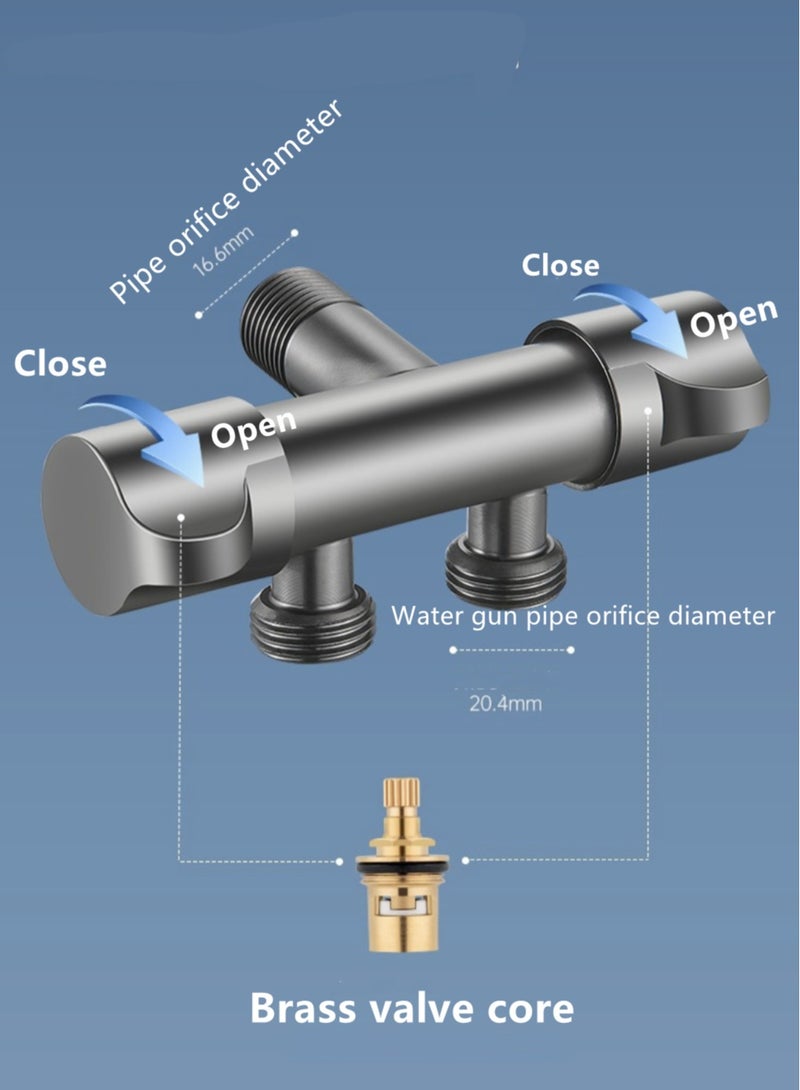 Kutis 1-Set Multi function Handheld Shower Flush Water Gun Head Adjustable Water Pressure Control Copper/Stainless Steel Gun Ash Grey - Image 3