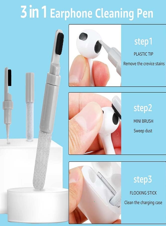 Oasisgalore 6in1 Multifunctional Electronic Equipment Cleaner Kit for Mobile Phone, Keyboard&Bluetooth Earphones, White Electronic Cleaner Tool - Image 3