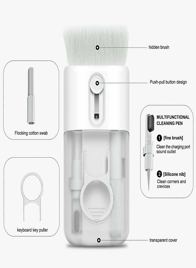 Oasisgalore 6in1 Multifunctional Electronic Equipment Cleaner Kit for Mobile Phone, Keyboard&Bluetooth Earphones, White Electronic Cleaner Tool - Image 2