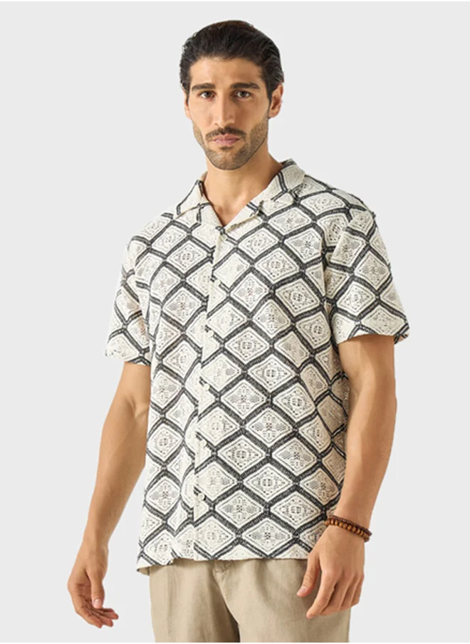 ايكونيك Printed Button Down Shirt