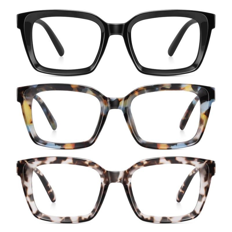 XVXV Reading Glasses for Women Men - Blue Light Blocking Readers Oversize Oprah Square Anti Glare/Eyestrain Spring Hinge(3Pack*Mix3,2.0X) - Image 1