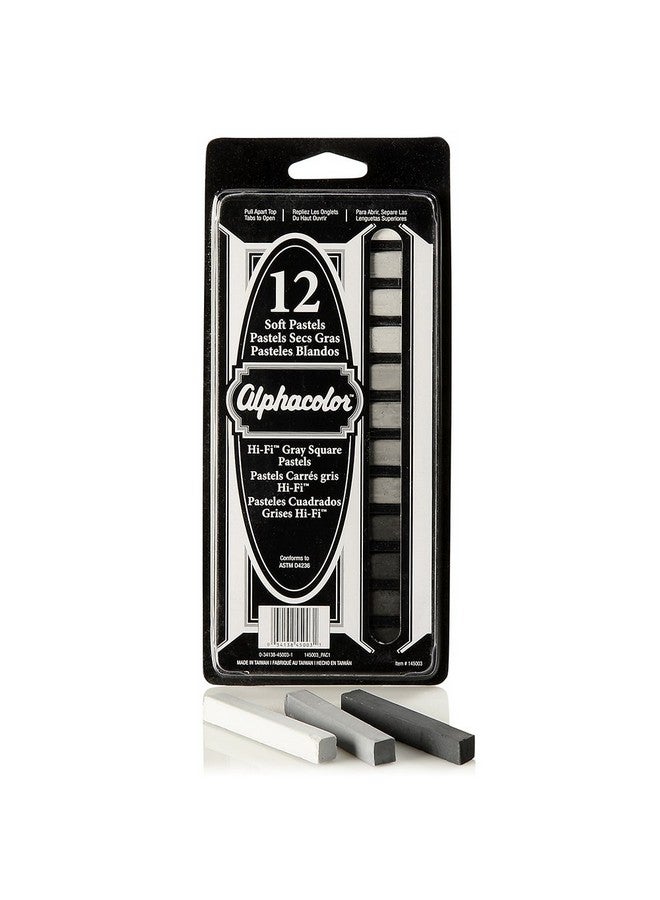 Derwent Quartet Derwent Alphacolor Soft Square Pastels 7 Hifi Gray Tones 12 Pastels Per Set (145003) - Image 1