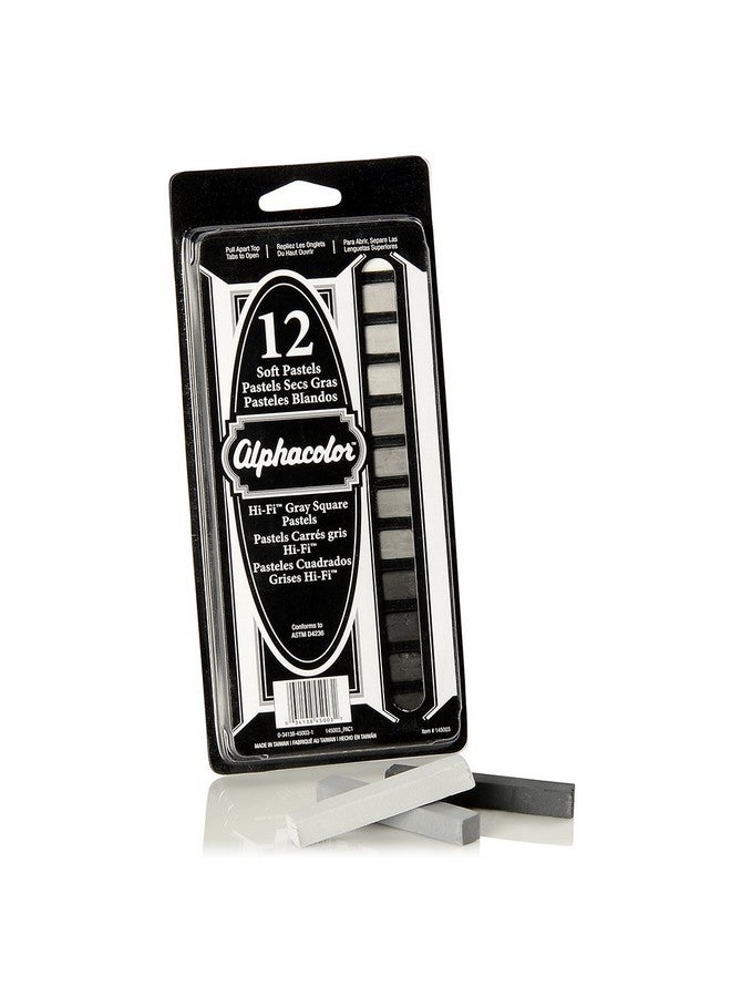 Derwent Quartet Derwent Alphacolor Soft Square Pastels 7 Hifi Gray Tones 12 Pastels Per Set (145003) - Image 2