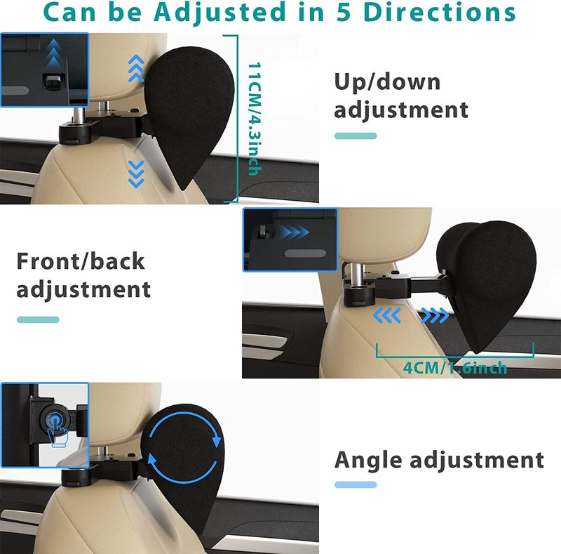 HOLD UP Car Neck Pillow, Car Headrest Pillow Adjustable in 5 Directions Neck Support Pillow for Driver Seat Memory Foam Cervical Support Cushion Accessory for Relief Neck Pain from Driving-Black - Image 2