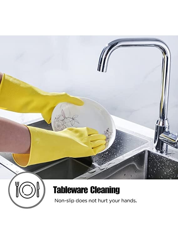 Incrizma IncrizmaReusable Household Gloves, Rubber Dishwashing gloves, Extra Thickness, Long Sleeves, Kitchen Cleaning, Working, Painting, Gardening, Pet (Medium, Yellow)  - Image 2