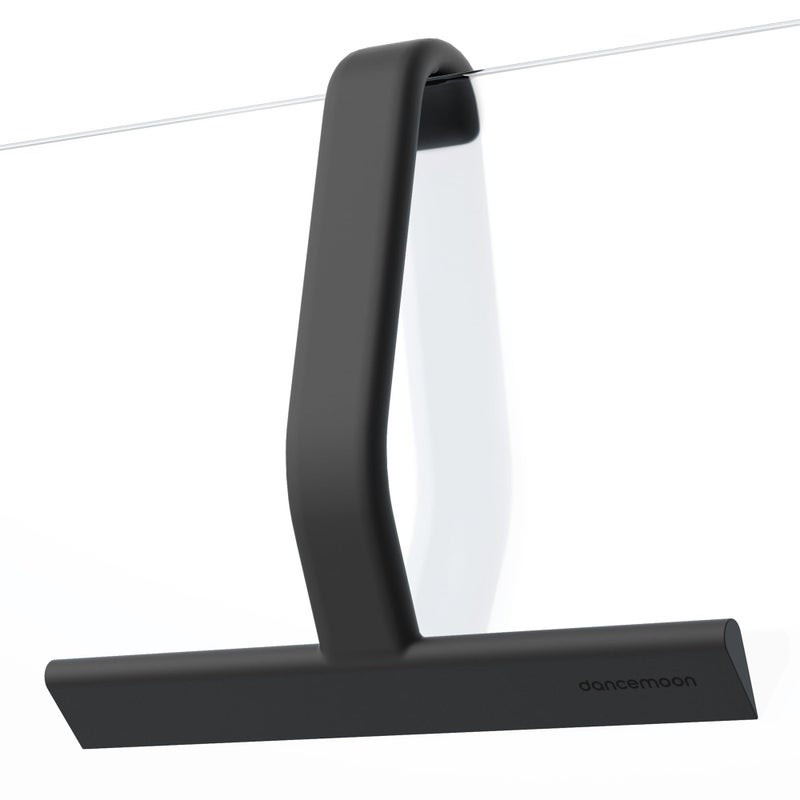 dancemoon JustHang Shower Squeegee for Glass Doors AllOnePiece Silicone with Builtin Hook Design for Easy Hanging and Cleaning 10 Inch Black