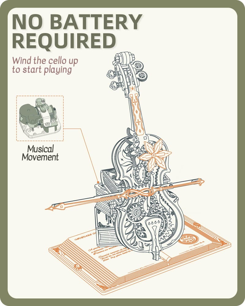 ROKR 3D Wooden Puzzles for Adults,Wooden Music Box Kits-Cello Wood Model Kits for Adults to Build,Stem Projects for Teens,Birthday Gifts Hobbies for Women Men - Image 4