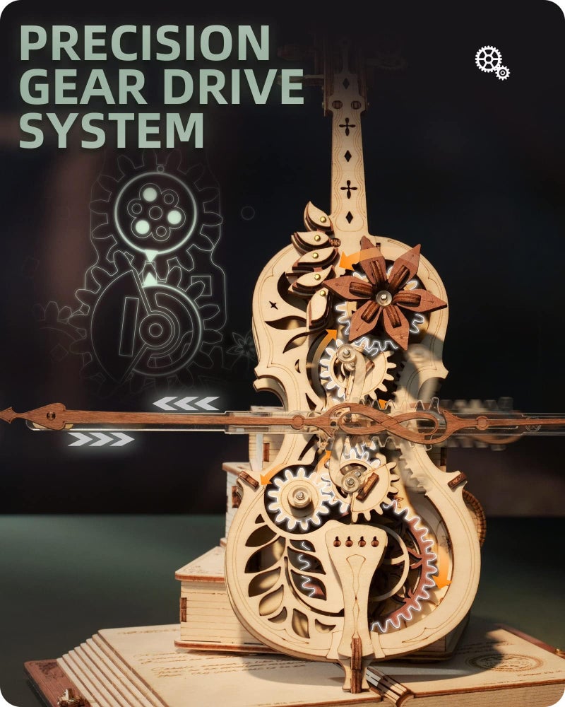 ROKR 3D Wooden Puzzles for Adults,Wooden Music Box Kits-Cello Wood Model Kits for Adults to Build,Stem Projects for Teens,Birthday Gifts Hobbies for Women Men - Image 3
