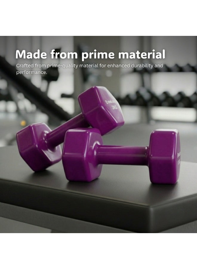 ENDLESS  Vinyl Coated Fixed Dumbbell for Gym Exercises | Pair of 2 Kg ( 2 * 4.4 LB ) | Material : Iron with Vinyl Coat | Weights for Women and Men - Image 3