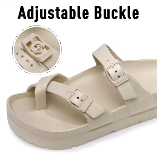 Goosecret Women's Platform Sandals with Arch Support Comfortable Foam Slides Summer Beach Sandals with Adjustable Buckle Nude, 41 - Image 5
