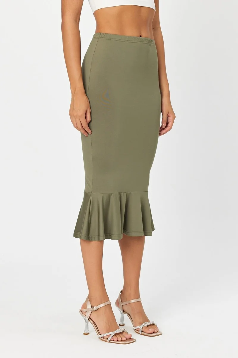 الكسندر جاردي Women's Elastic Waist Skirt with Ruffle Detail