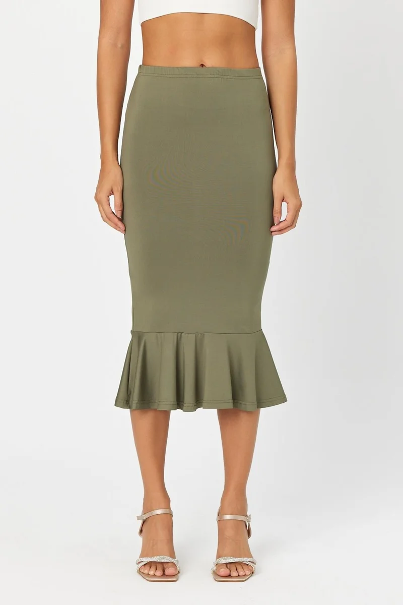 الكسندر جاردي Women's Elastic Waist Skirt with Ruffle Detail