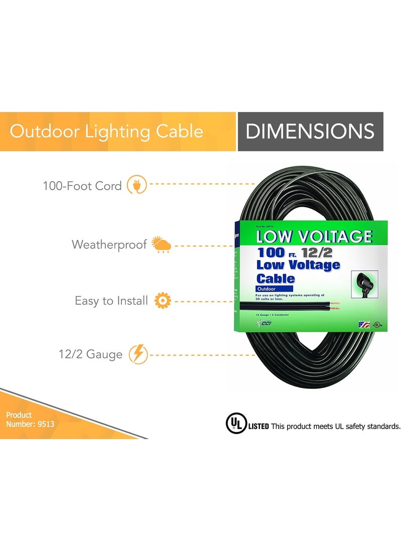 Woods Coleman Cable Low Voltage Outdoor Lighting Cable 100 Ft 122 gauge Black  - Image 2