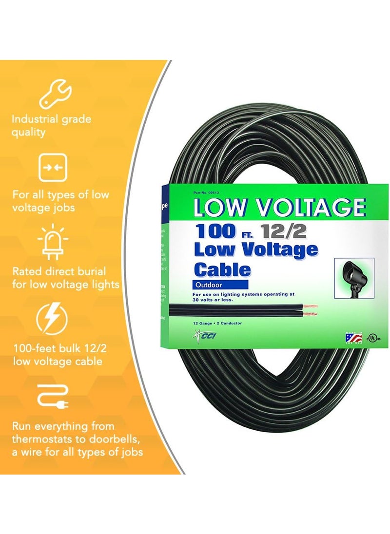 Woods Coleman Cable Low Voltage Outdoor Lighting Cable 100 Ft 122 gauge Black  - Image 3