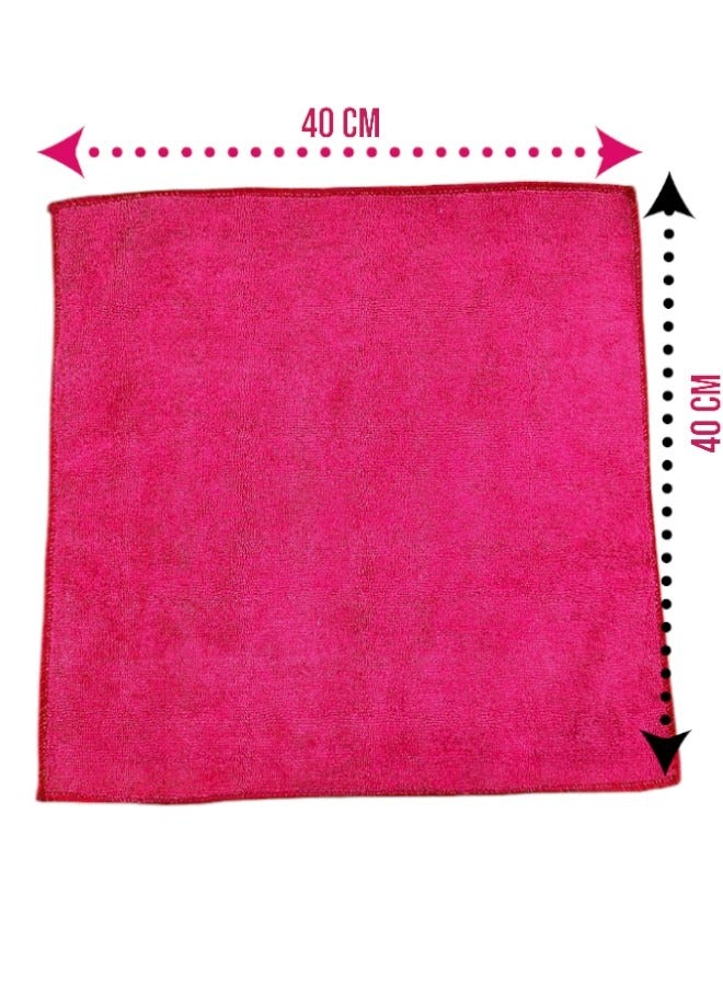Beauenty Multi Purpose Polyester for Home Kitchen and Car Drying Microfiber Towel Set of 6 Pieces - 40cm X 40 cm Red - Image 4