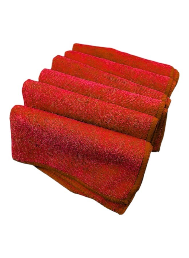 Beauenty Multi Purpose Polyester for Home Kitchen and Car Drying Microfiber Towel Set of 6 Pieces - 40cm X 40 cm Red - Image 2