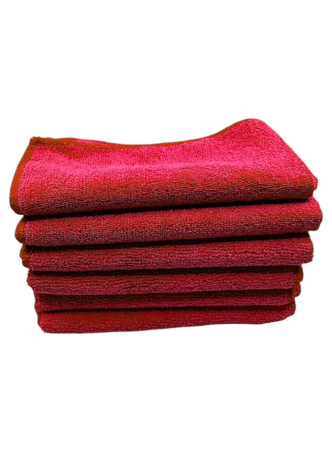 Beauenty Multi Purpose Polyester for Home Kitchen and Car Drying Microfiber Towel Set of 6 Pieces - 40cm X 40 cm Red - Image 1