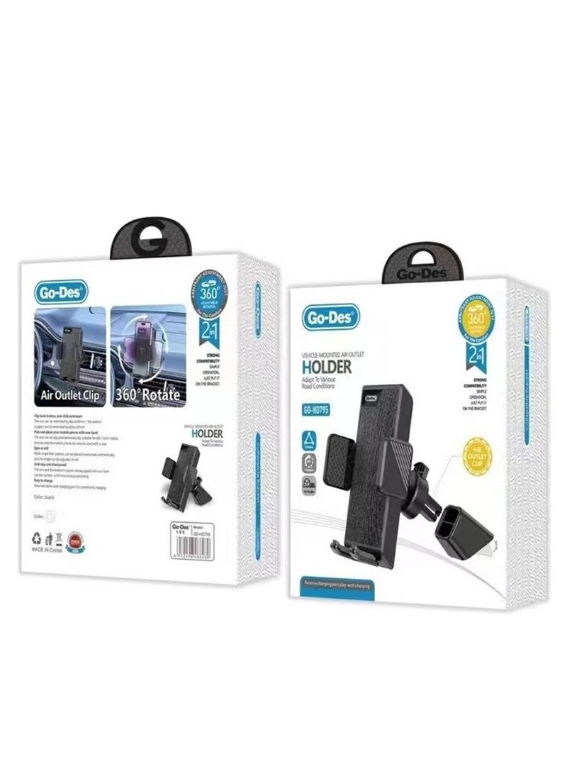 ELTRAZONE Vehicle Car Phone Holder – Rotatable Air Vent Mount for iPhone & Android, Secure Grip Design - Image 4