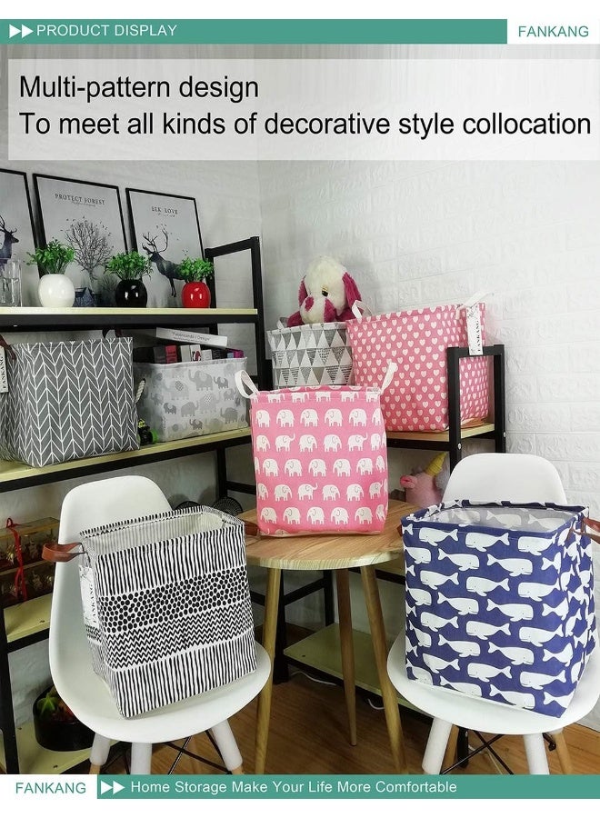 FANKANG FANKANG Square Nursery Hamper Storage Bins Canvas Laundry Basket Foldable with Waterproof PE Coating Large Storage Baskets Gift Baskets for Children, Office, Bedroom, Clothes,Toys (Square Pink Heart)  - Image 5