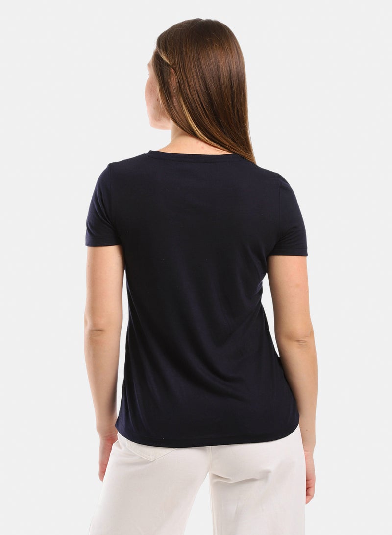 belle V Neck Slip On Heather Tee - Image 3