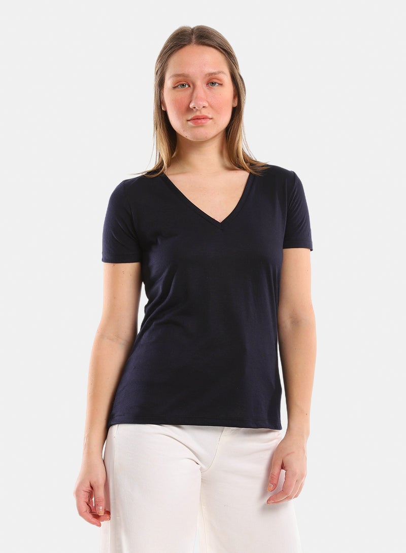 belle V Neck Slip On Heather Tee - Image 2