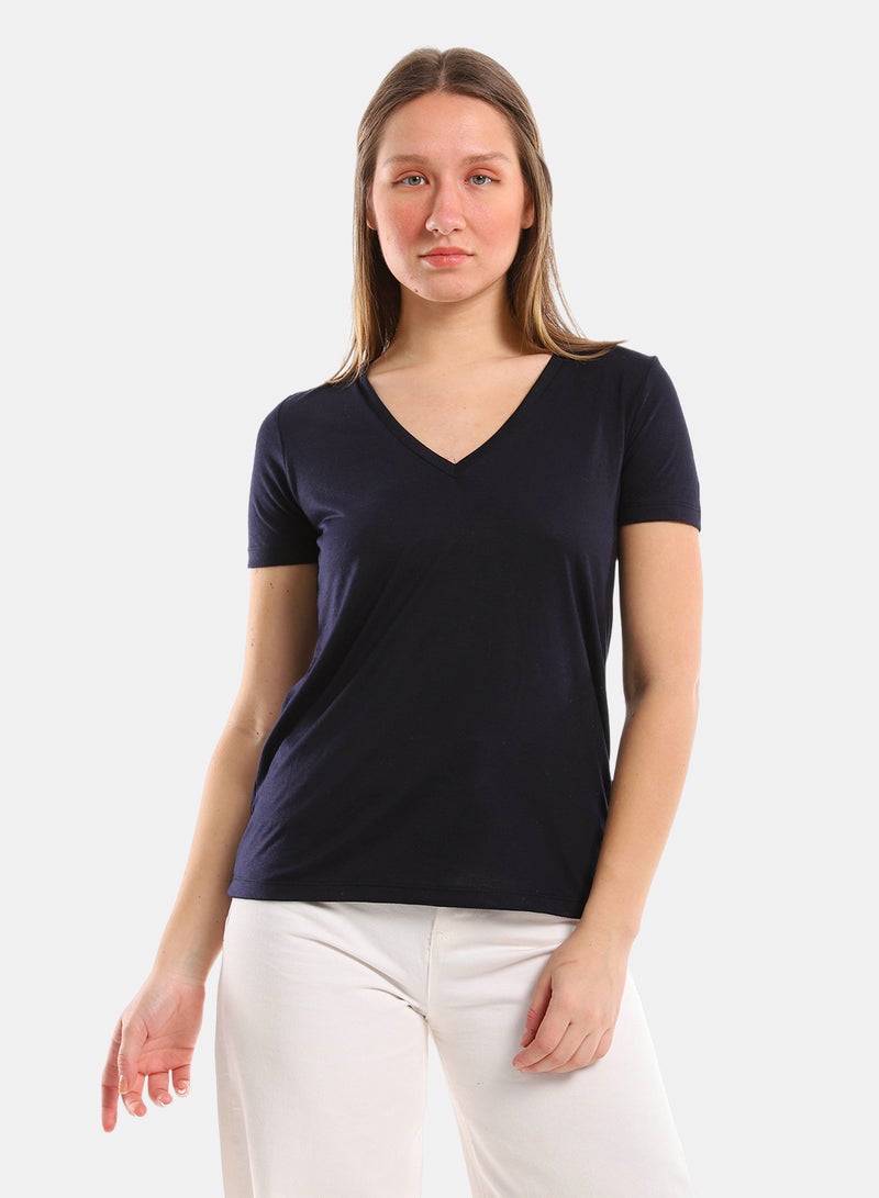 belle V Neck Slip On Heather Tee - Image 1